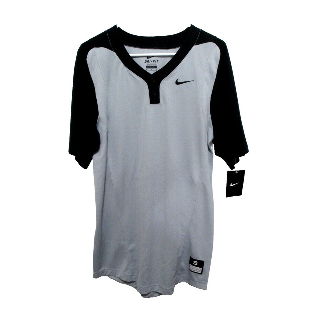 NWT Nike Mens Size S Dri Fit Shirt Short Sleeve Gray Black Top